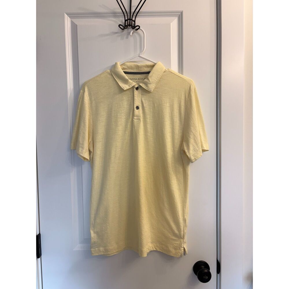 Banana Republic Vintage Men's Polo Shirt Medium Butter Yellow Preppy